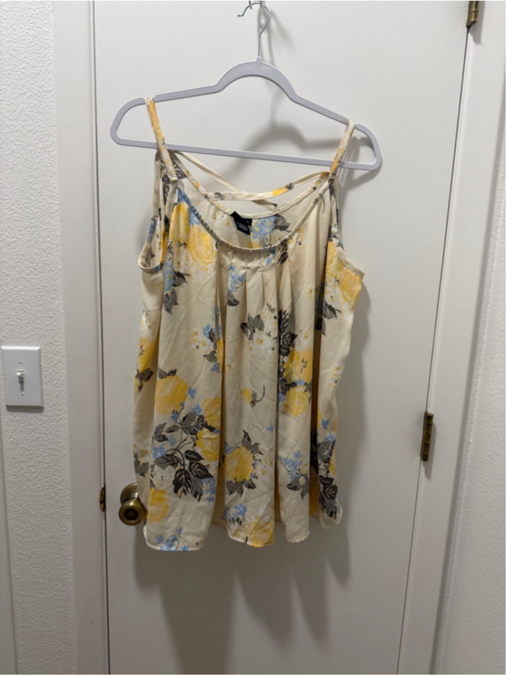 Torrid Floral Cold Shoulder Blouse Size 3 Plus Yellow Blue Boho Flowy Top Womens